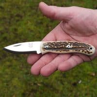 Mk III TBS Boar EDC Folding Pocket Knife - Stag Antler - Scandi